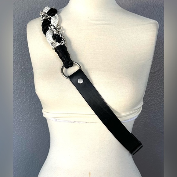 Chico's Womens Genuine Leather Adjustable Waist Silver, White, Black Belt M/L - Picture 8 of 12